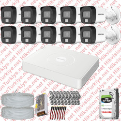 Hikvision 10 Kameralı Colorvu Hibrit Güvenlik Kamerası